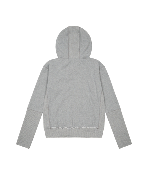 Waffle Sleeve Hoodie Zip-Up (Gray)