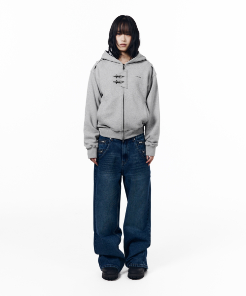 Fireman Hook Hoodie Zip-Up (Gray)