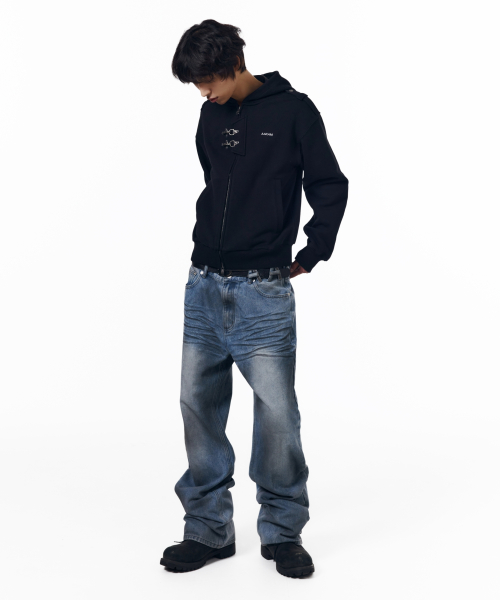 Fireman Hook Hoodie Zip-Up (Black)