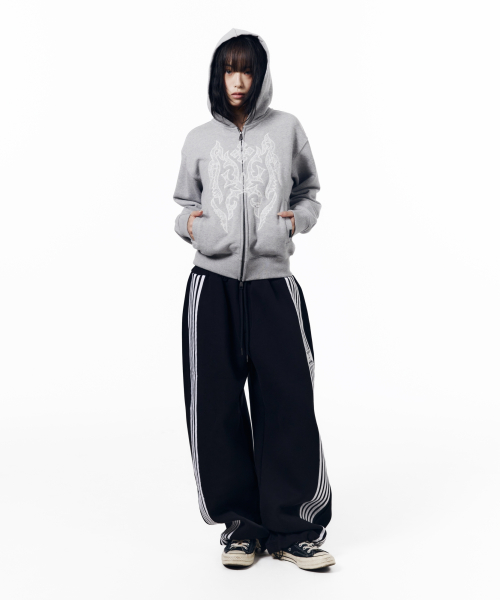 Gothic Lace Hoodie Zip-Up (Gray)