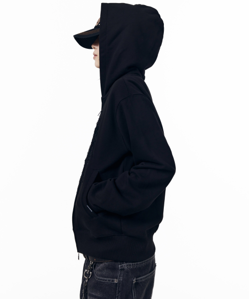 Gothic Lace Hoodie Zip-Up (Black)