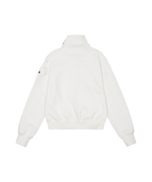 High Neck Fur Hoodie Zip-Up (White)