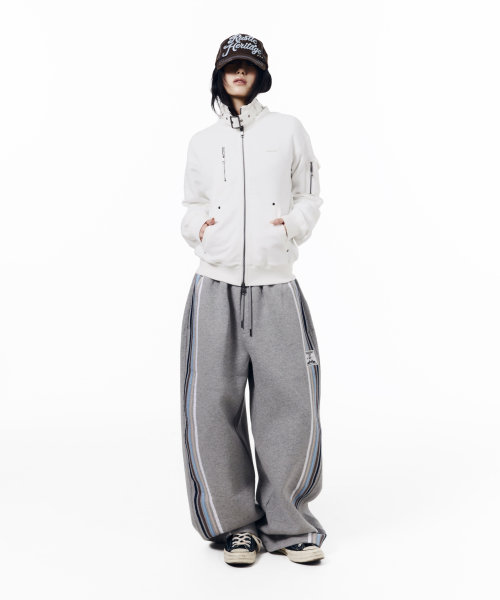 High Neck Fur Hoodie Zip-Up (White)