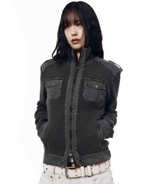 Zip-Up Dying Jacket (Brown)