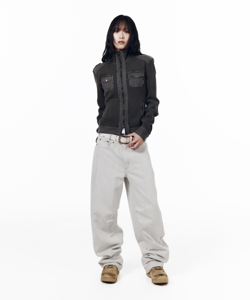 Zip-Up Dying Jacket (Brown)
