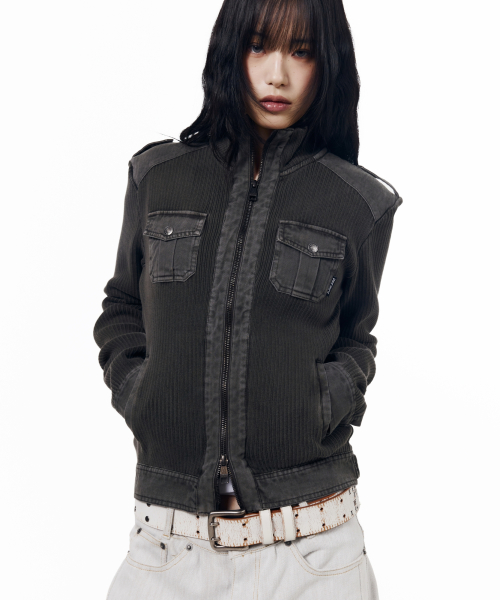 Zip-Up Dying Jacket (Brown)