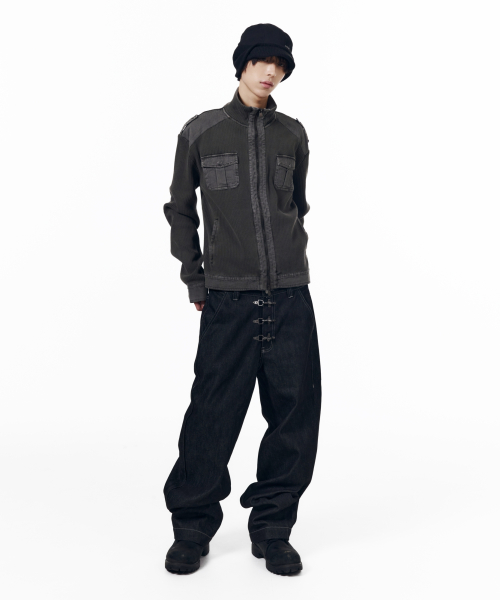 Zip-Up Dying Jacket (Brown)