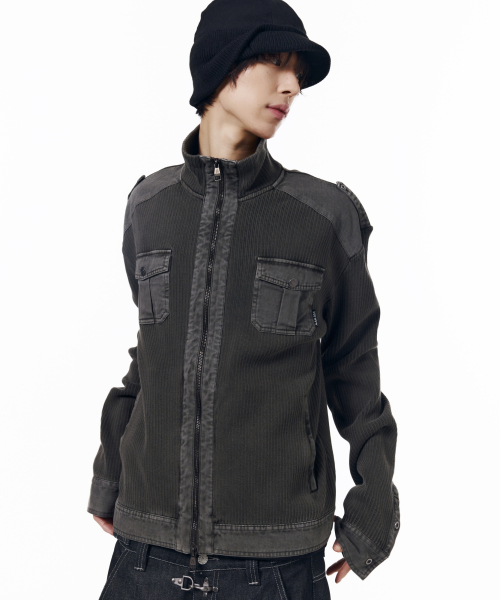 Zip-Up Dying Jacket (Brown)