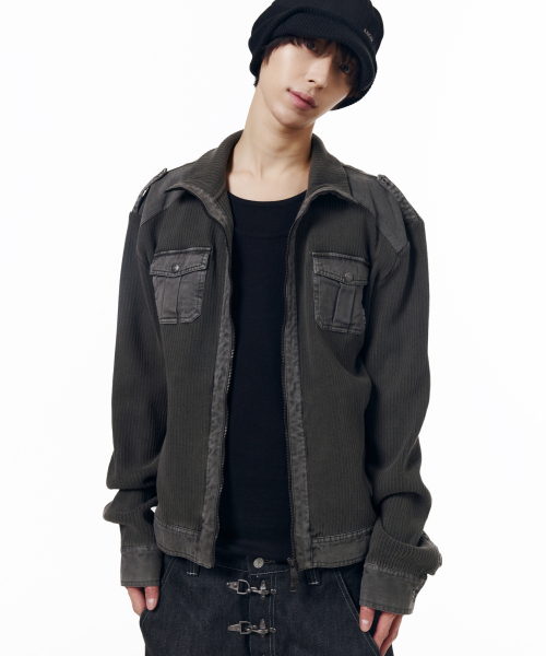 Zip-Up Dying Jacket (Brown)