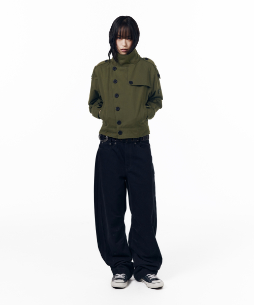 High Neck Trench Jacket (Khaki)