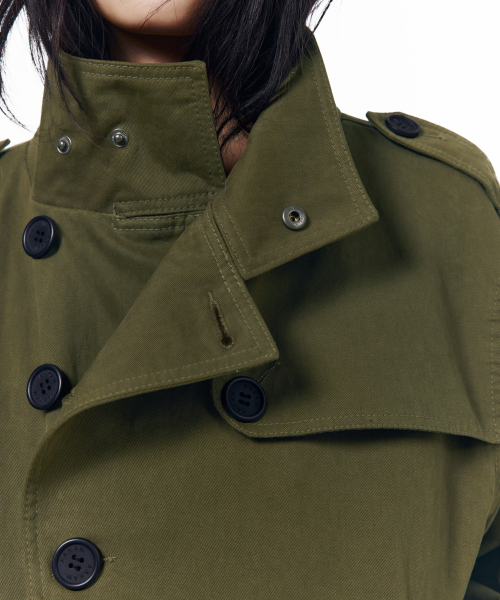 High Neck Trench Jacket (Khaki)