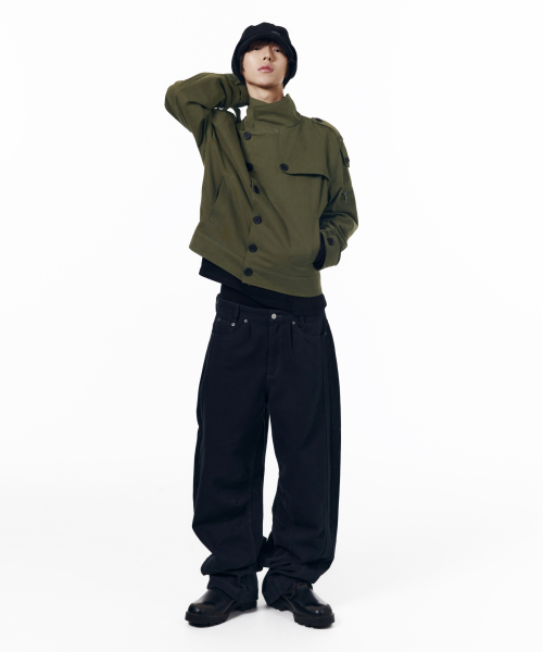 High Neck Trench Jacket (Khaki)