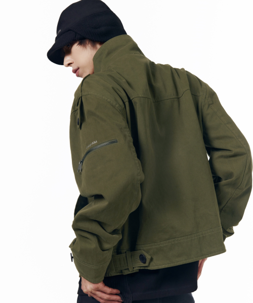 High Neck Trench Jacket (Khaki)