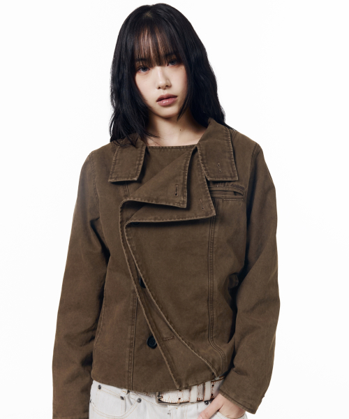 High Neck Wrap Jacket (Brown)