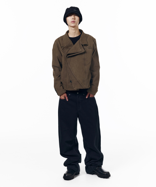 High Neck Wrap Jacket (Brown)