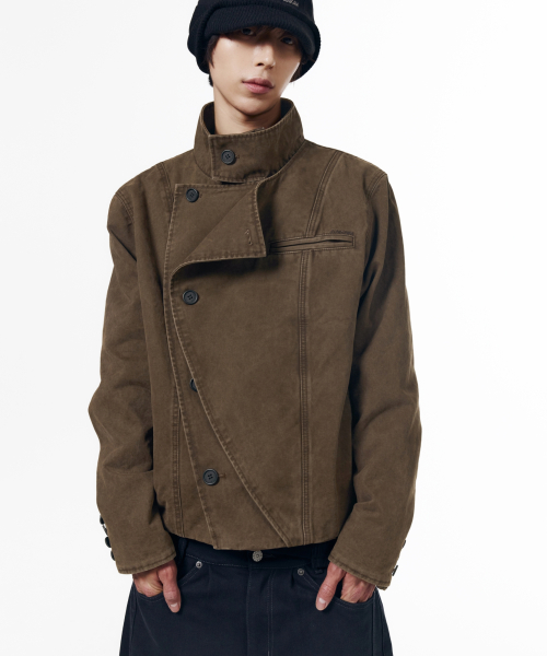 High Neck Wrap Jacket (Brown)