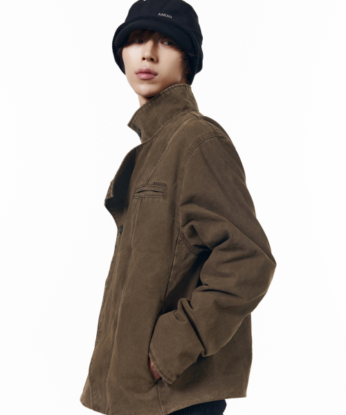 High Neck Wrap Jacket (Brown)
