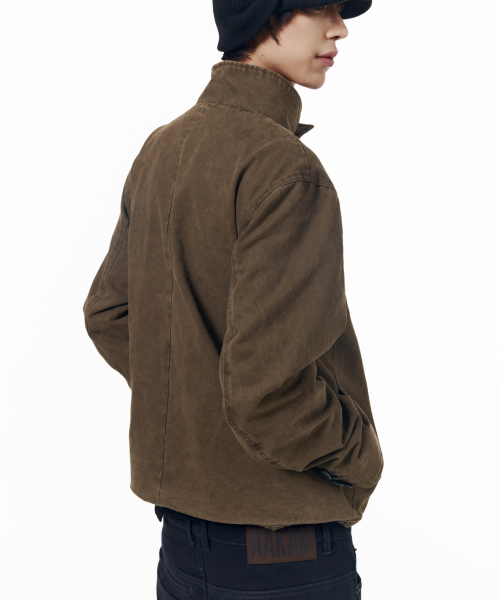 High Neck Wrap Jacket (Brown)