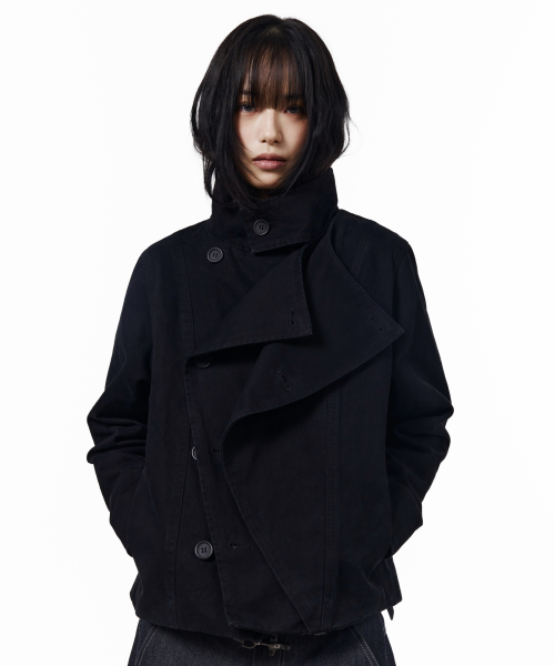 High Neck Wrap Jacket (Black)