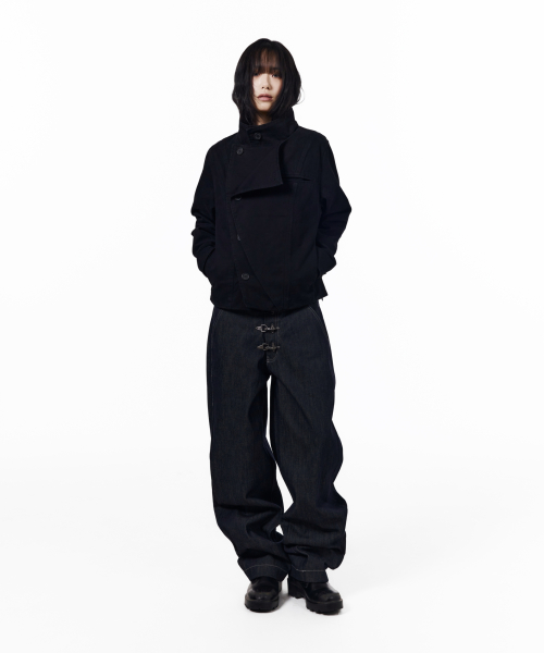 High Neck Wrap Jacket (Black)