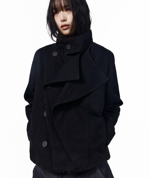 High Neck Wrap Jacket (Black)