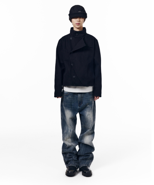 High Neck Wrap Jacket (Black)