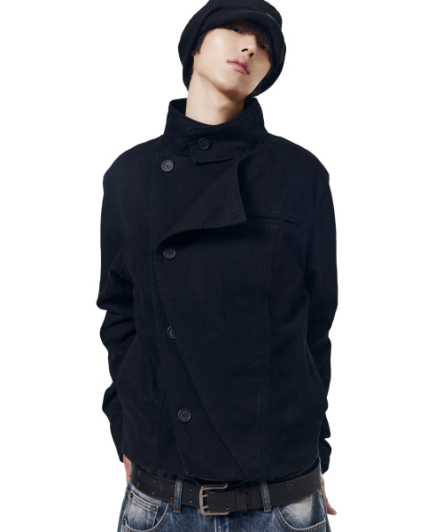 High Neck Wrap Jacket (Black)