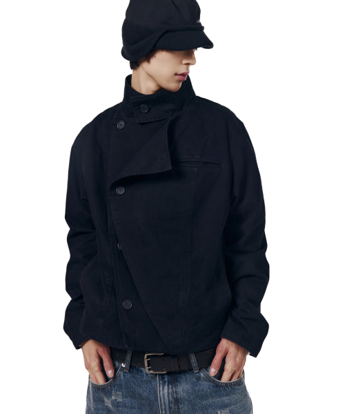 High Neck Wrap Jacket (Black)