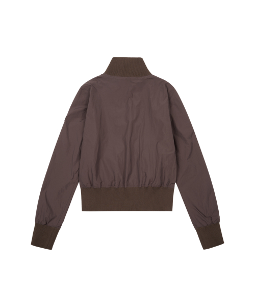 High Neck Nylon Blouson (Brown)