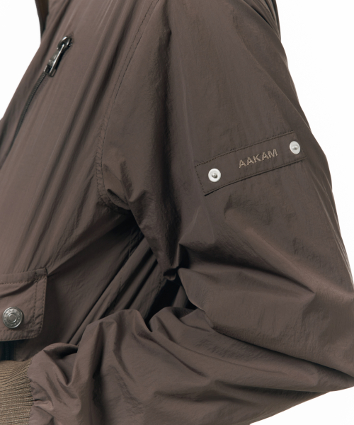 High Neck Nylon Blouson (Brown)