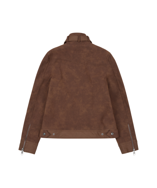 Mixed Leather Jacket (Brown)