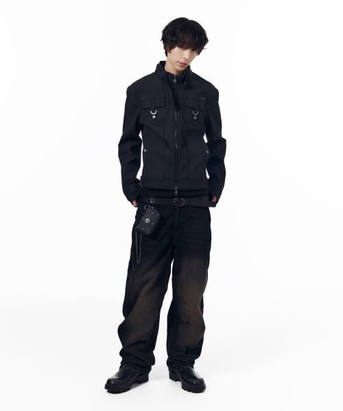 Mixed Leather Jacket (Black)