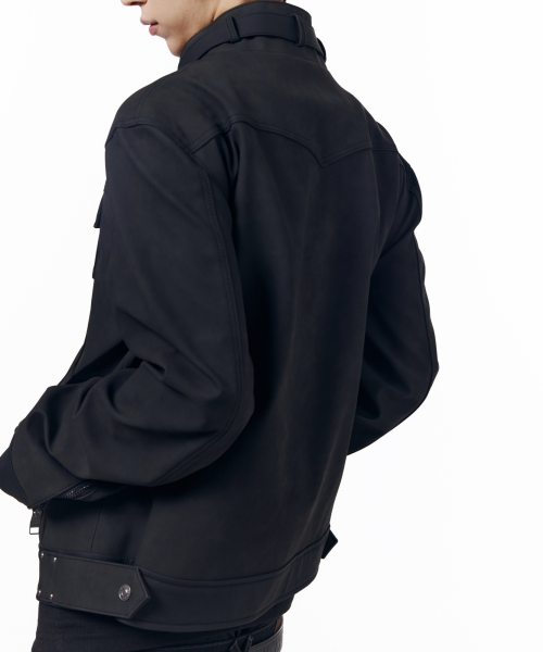 Mixed Leather Jacket (Black)