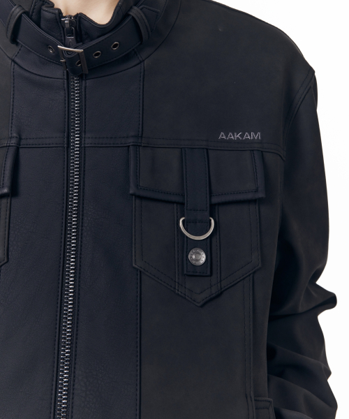 Mixed Leather Jacket (Black)