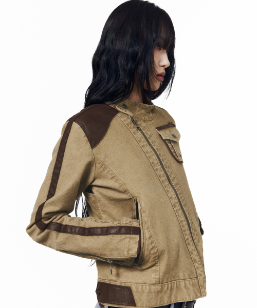 Mixed Leather Jacket (Black)
