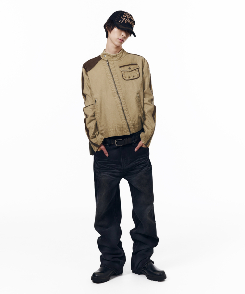 Mixed Leather Jacket (Black)