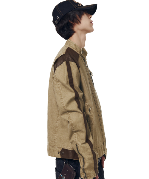 Mixed Leather Jacket (Black)