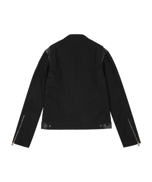 Slant Leather Patch Jacket (Beige)