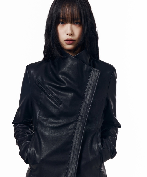 Biker Wrap Leather Jacket (Black)