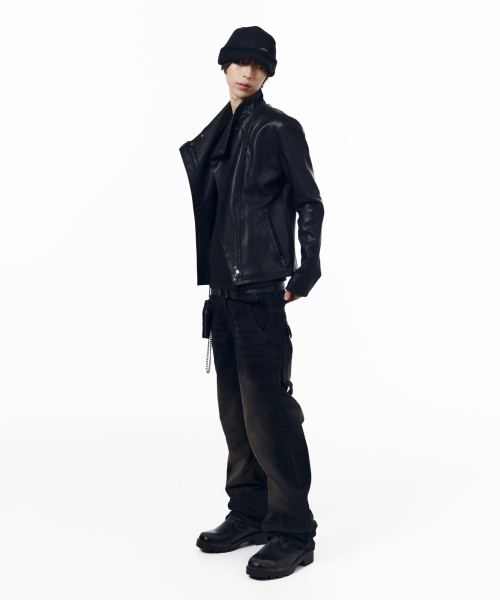 Biker Wrap Leather Jacket (Black)