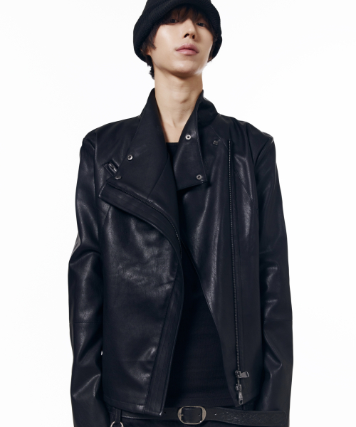 Biker Wrap Leather Jacket (Black)