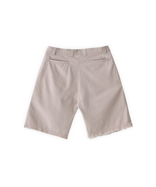 006 pleated Bermuda pants in washed fog grey