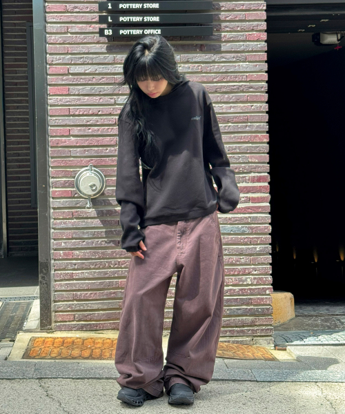 가먼트 다잉 커브드 코튼 팬츠[페이드버건디]