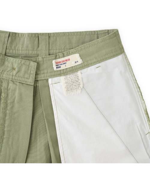 006 pleated Bermuda pants in washed sage
