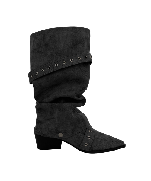 Wrinkled 2Way Stiletto Boots_Black