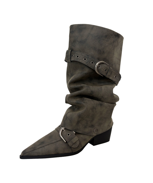 Wrinkled 2Way Stiletto Boots_Dirty Brown