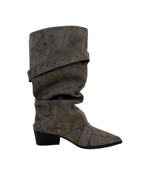 Wrinkled 2Way Stiletto Boots_Dirty Brown