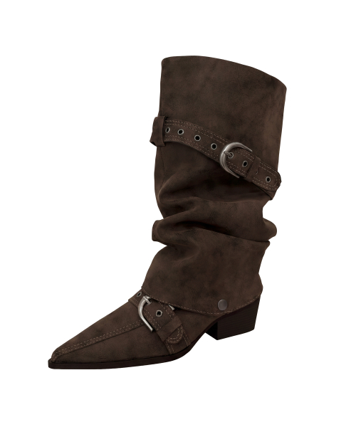 Wrinkled 2Way Stiletto Boots_Brown