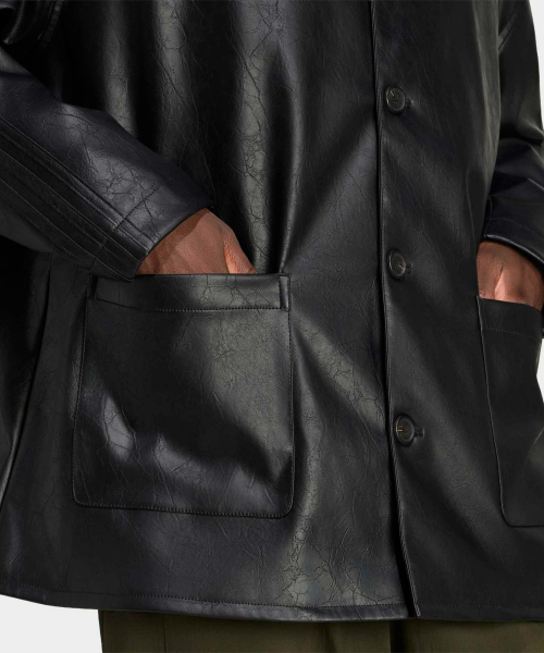 PLEATHER COAT BLACK
