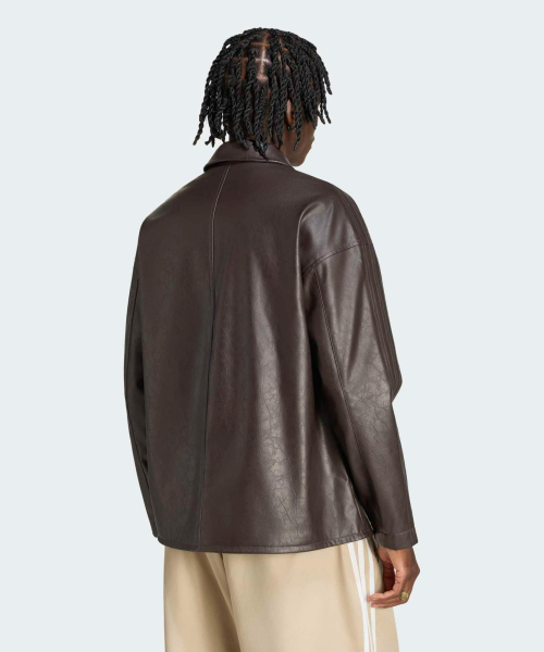 PLEATHER COAT NBROWN